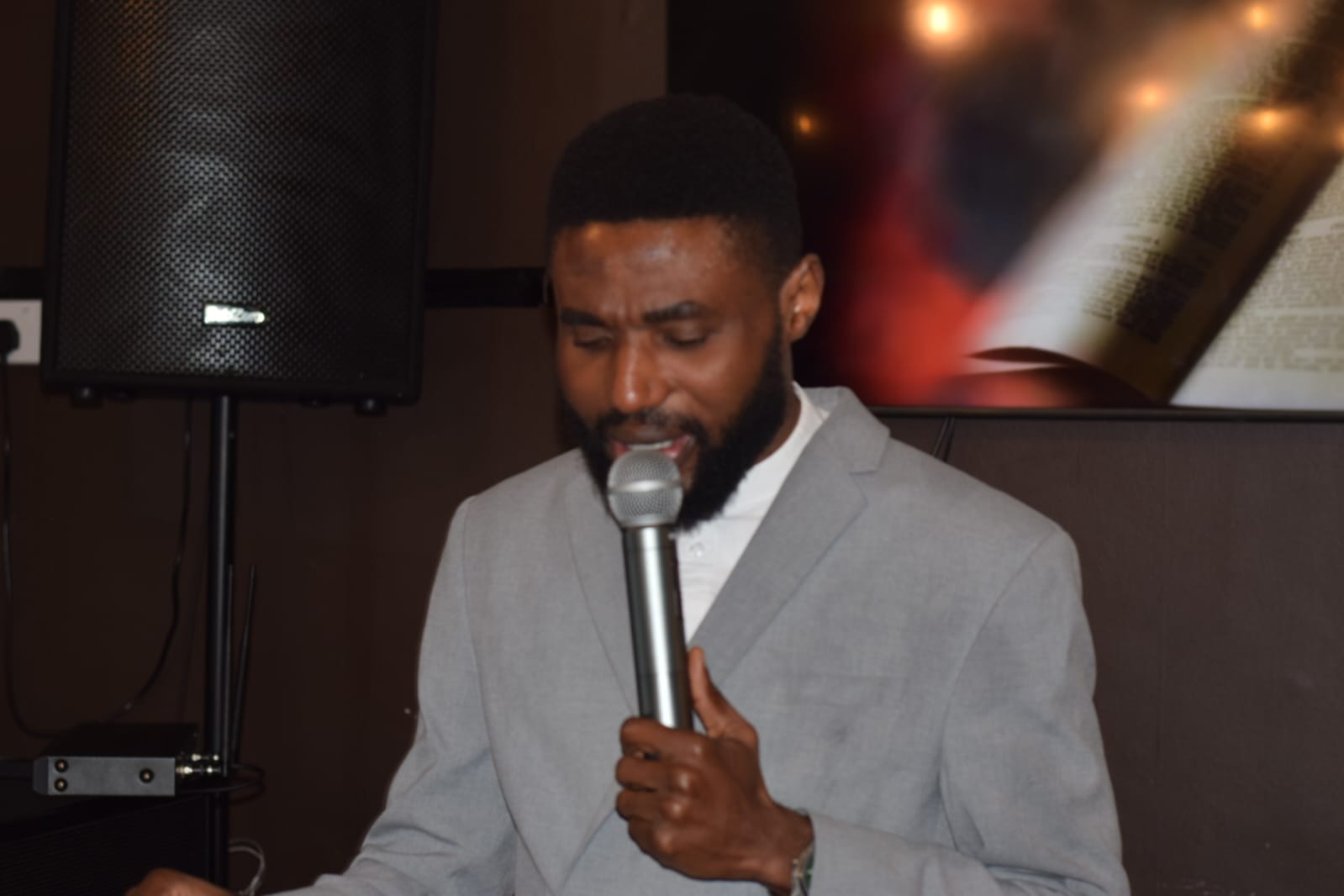 Worship leader at CCI Middlesbrough mid-song